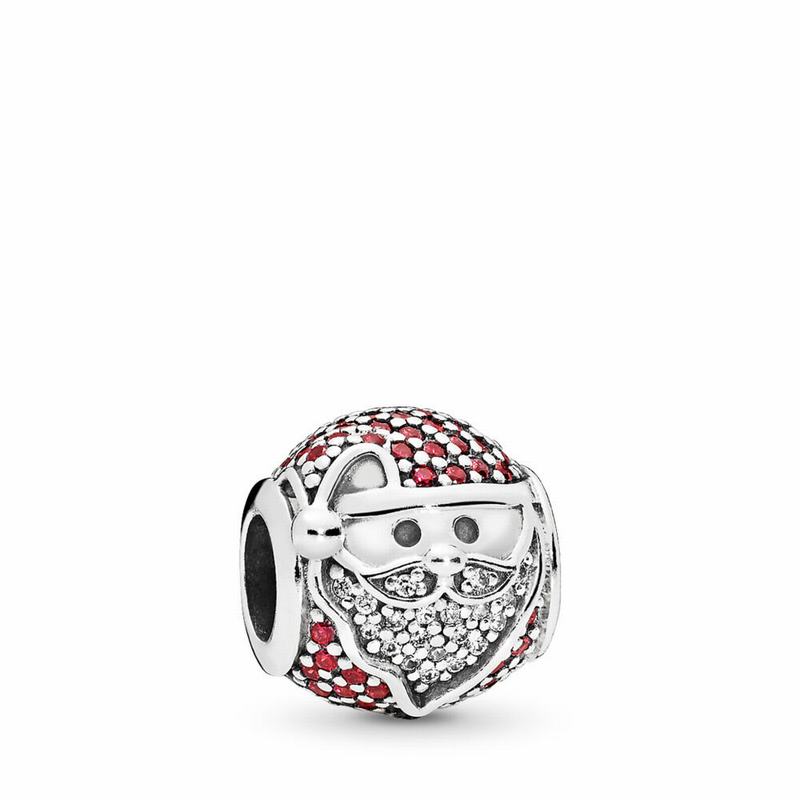 Pandora Sparkling Jolly Santa Charm Ireland - Sterling Silver/Red/Cubic Zirconia - 491032VUL